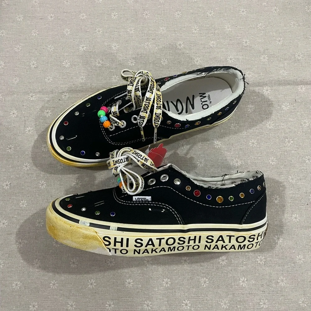 Vans Black Low-Top Sneakers with Multicolor Crystal Accents